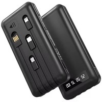 20000mA Hochkapazitäts-Powerbank 10W Schnellladung Eingebaute Kabel Micro-USB LED-Anzeige iPhone-Halter Tragbare Ladestation