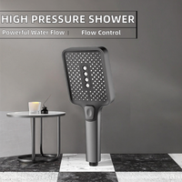 Pommeau de Douche Économiseur d'Eau Haute Pression en ABS Chromé, Grand Panneau, 3 Modes de Jet, Buse en Silicone, pour Salle de Bain SPA
