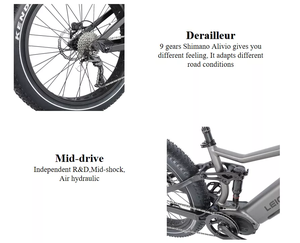 Bicicleta Eléctrica con Llantas Gruesas para EE. UU., Llantas de 26*4.5, 1000 Vatios, Bicicleta de Montaña, Batería Grande, Suspensión Completa, EF-TR01-MD - Product Image 6
