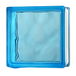 Bloque de vidrio de Color azul claro, Onda, fábrica de ladrillo de vidrio de China