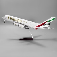 Modèle d'avion en résine ABS LED Airbus A380 Emirates Airlines, nouvelle livraison, taille 46 cm, échelle 1/160, support d'affichage, décoration de la maison, cadeau