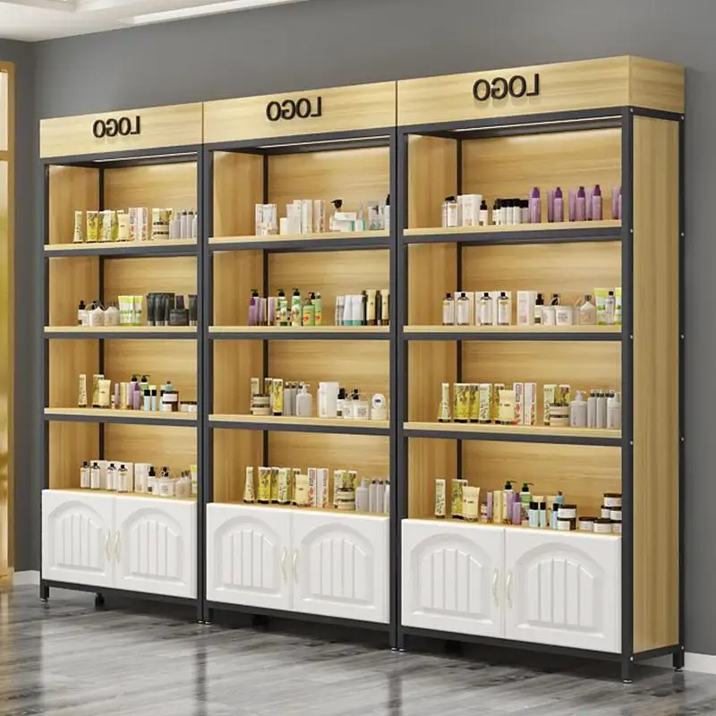 Op Maat Gemaakte Planken Rekken Opslag Houten Winkel Retail Tentoonstelling Parfum Cosmetische Vitrine Kast Vitrine Rack