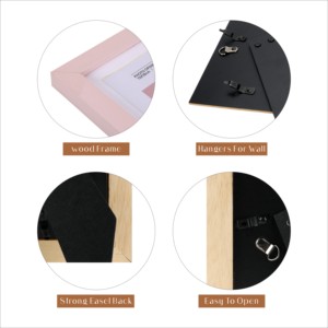 Blush <strong>Pink</strong> Wooden Picture <strong>Frame</strong> with White Mat Photo Opening Dual-Use for Table Top &amp; Wall Hanging for Home Decor - Product Image 5