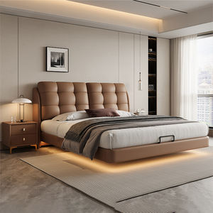 Tempat tidur mengambang berlapis kain Queen Modern dengan sistem lampu LED, rangka tempat tidur Platform mewah dan Set furnitur kamar tidur yang nyaman - Product Image 4