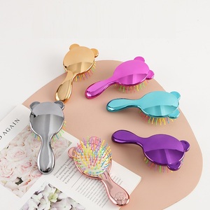New Arrival Cute <strong>Bear</strong> Shape Lovely Children's Massage Comb Hair Brush Electroplated Handle Kids Hair <strong>Straightening</strong> Comb - Product Image 1