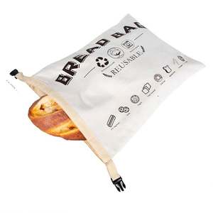 Sac en lin naturel à cordon de serrage, grand, écologique et économique, pour l'emballage du pain - Product Image 4