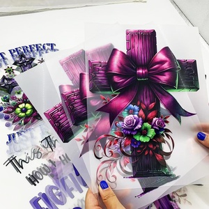 Tự làm quần áo dán Plastisol bù đắp Nhiệt Báo Chí in chuyển tùy chỉnh Tôn Giáo thiết kế Jesus đề can may <span class=keywords><strong>Cross</strong></span> dtf Sticker - Product Image 1