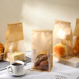 Biểu tượng tùy chỉnh dầu nướng rõ ràng bánh mì nướng cửa sổ cán cạnh thực phẩm Kraft Giấy Bánh mì bao bì túi - Product Image 5