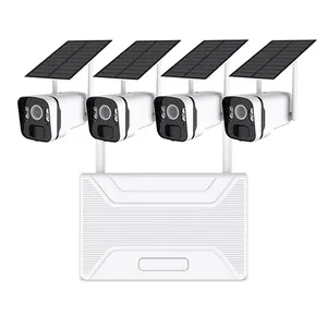 OEM 4MP Solar Power Security CCTV Camera System Wireless Outdoor WiFi Solar Camera Kit Video Surveillance System