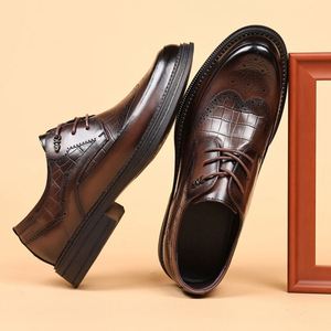 Customized Men's <b>Height</b>-<b>Increasing</b> Waterproof Leather <b>Shoes</b> Classic Casual Walking Business Formal Dress <b>Shoes</b> Anti-Slip - Product Image 2
