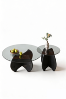 Table basse moderne en bois massif de style italien et nordique avec pieds en verre, meubles pour la maison et l'hôtel