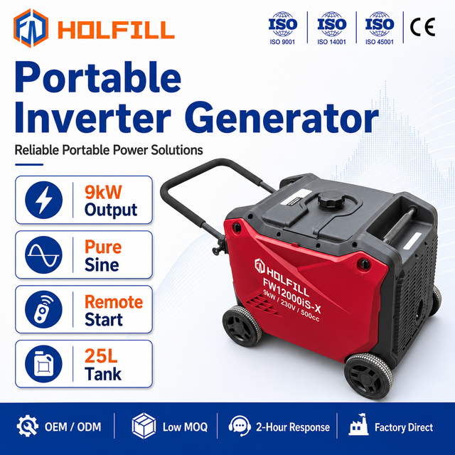 12000 Watt Silent Digital Inverter Air-Cooled Generator Wheels Portable Gasoline Power 230V Single Phase 50/60Hz Emergency Power