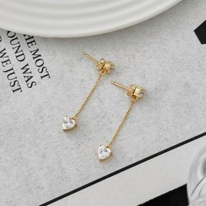 Dylam Charm <b>Fine</b> Fashion Jewelry 925 Silver Dangle Tassel 5A Zirconia Heart Love <b>Stud</b> <b>Earrings</b> for Women Lady Girls Gifts Daily - Product Image 4