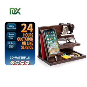 Organizador de Escritorio con Base para Teléfono de Madera, Soporte para Llaves, Base para Teléfono, Soporte para Llaves de Fresno, Organizador de Relojes, Regalo para Hombre - Product Image 1