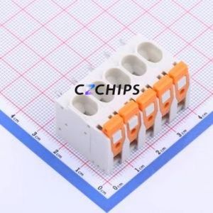 JL206-75005W01 Spring Terminal Block Through hole Component (THT),P=7.5mm Connector 1x5P 7.5mm White Right Angle Insert - Product Image 1