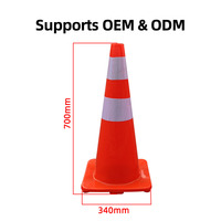 Cône de signalisation en PVC de 70 cm, haute visibilité, qualité ingénieur, bande réfléchissante blanche, protection IP65, sans signal sonore, sécurité routière, sans alimentation électrique