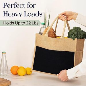 Nueva Bolsa de Yute Negra para Mujer con Cierre, Ideal para Regalo de Compromiso, Compras, Playa, Almuerzo o Vacaciones - Product Image 5