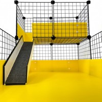 Grande cage pour cochon d'Inde 2x4 avec espace supérieur 2x1 - Design de luxe, plateau en plastique, fermeture à bouton
