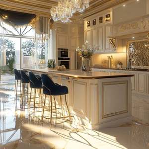 Gabinetes de Cocina Modernos de Lujo con Acabado Acrílico, Encimera de Cuarzo, Diseño Integrado Personalizado, Juego Completo para Tablero de Melamina, Acero Inoxidable - Product Image 1