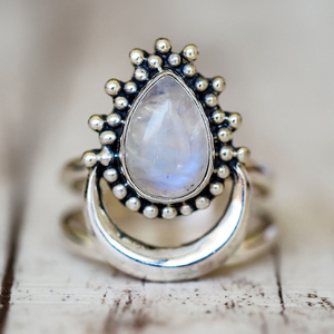Charm Large <strong>Antique</strong> Marquise Created Moonstone Rings 925 Silver Women's Vintage Punk <strong>Jewelry</strong> <strong>Unique</strong> Anniversary Party Gift - Product Image 5