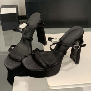 New Sexy Super High Heels European and American High Waterproof Platform High Heel Black Women's Sandals - Product Image 2