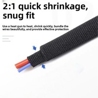 Manchon thermorétractable en tissu, homologué 600V, respirant, isolant thermiquement, résistant à l'abrasion, antidérapant, fabriqué en fibre de polyester tissée