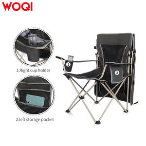 Chaise pliante de camping Woqi, structure en aluminium, tissu Oxford gris, chaise de jardin d'extérieur avec porte-gobelet et poche de rangement - Product Image 1