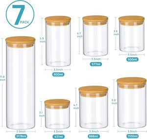 Custom Kitchen Canisters Natural <b>Bamboo</b> Lid Dishwasher Safe Borosilicate Glass Storage <b>Containers</b> for Food Fresh-Keeping - Product Image 4