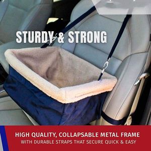 เบาะนั่งในรถสำหรับสัตว์เลี้ยง BSCI Factory Deluxe Dog Booster คุณภาพพรีเมียม โครงสร้างโลหะ สายรัดนิรภัยแบบคลิปหนีบ ช่องเก็บของแบบซิป - Product Image 3