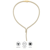 Collier tennis de luxe en argent S925 entièrement serti de moissanite, en forme de Y, style lariat, bijou statement HipHop pour femme, cadeau pour mariage ou fête