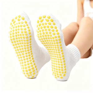 High Quality Women's Non-slip Cotton <b>Grip</b> Yoga <b>Socks</b> Wholesale Ladies Medium Tube Solid Sports <b>Socks</b> - Product Image 1