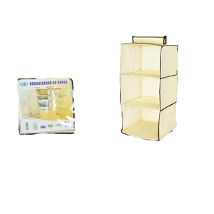 Organiseur de placard suspendu à trois niveaux Peiyong modèle 10904 beige 30x30x60cm pour le rangement des vêtements - Product Image 1