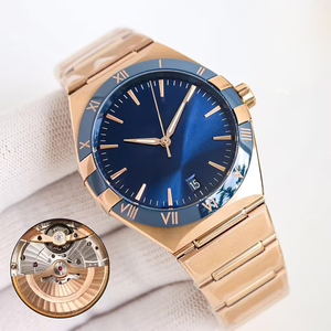 Reloj de Pulsera para Hombre de Lujo, Nuevo y Moderno, con Correa Integrada de Acero Dorado, Esfera Azul, Bisel de Cerámica, Visualización de Fecha, Cristal de Zafiro Automático - Product Image 2