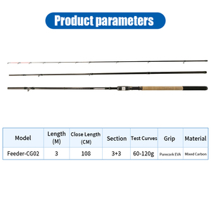 Canne à pêche feeder 3m en carbone avec anneaux de guidage Seiko – Meilleure vente - Product Image 2
