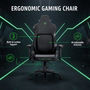 Sedia da Gaming Razer Ergonomica Girevole per <span class=keywords><strong>Ufficio</strong></span> e Casa con Schienale Alto Reclinabile, Altezza e Braccioli Regolabili - Product Image 3