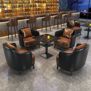 Juego de Muebles de Bar de Madera Maciza de Estilo Industrial Retro Moderno con Estructura Metálica para Restaurantes y Cafeterías Comerciales - Product Image 2