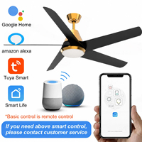 Ventilateur de plafond moderne décoratif avec moteur DC, éclairage LED, pales métalliques de 52 pouces, conversion de fréquence, télécommande