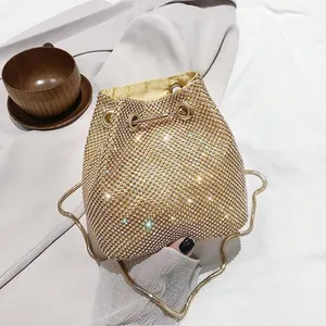 Luxe diamant pailleté style chaîne sacs seau épaule bling sac à bandoulière fête soirée robe femmes sacs à main