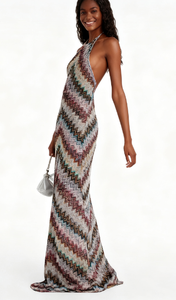Vestidos de Verano con Estampado de Rayas Diagonales y Cuello Halter sin Mangas para Mujer, Nueva Colección - Product Image 4