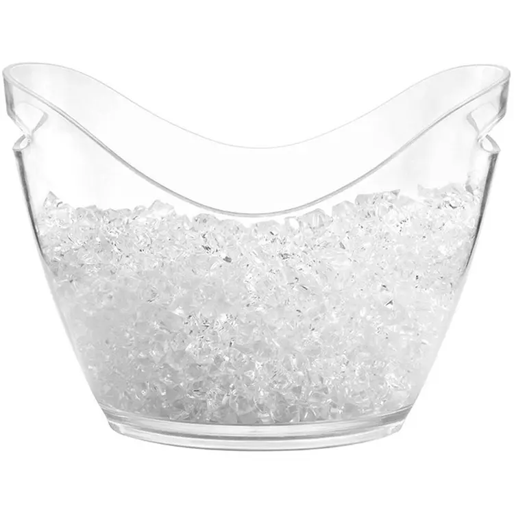 Transparan plastik medium barel 8L double-layer ice bucket 6-pack KTV bir barel asing wine es barel