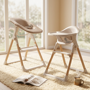 Chaise haute moderne en bois pour bébé, siège d'alimentation et d'éveil pour bébés, chaise haute en bois facile à ranger, rehausseurs pour enfants, mobilier pour enfants - Product Image 1