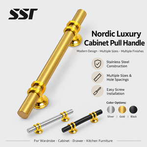 European Style Stainless Steel Cabinet Handle Drawer and <b>Door</b> <b>Knobs</b> for Kitchen Furniture and Dresser Wardrobe Pulls - Product Image 1