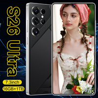 5G S26 Ultra Global pemasok jumlah besar pengisian cepat pembuka kunci wajah 7.3 inci 16Gb + 1TB 108MP 8000mah ponsel pintar Android 14 Premium