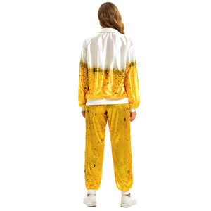 Ensemble de vêtements de sport imprimé bière unisexe en polyester pour adulte, tenue de performance style discothèque - Product Image 2