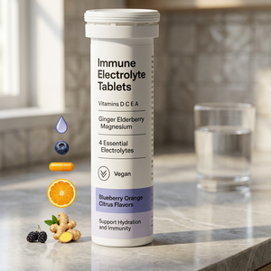 Comprimés Multivitaminés Électrolytes Soutien Immunitaire à la Sureau, au Gingembre, au Magnésium, au Potassium, au Calcium, au Sodium, à la Myrtille et à l'Orange – 30 Comprimés - Product Image 3