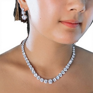 Rose <b>Gold</b> Tone <b>Tennis</b> <b>Necklace</b> Cubic Zircon Chain Link <b>Necklace</b> Minimalist Statement Jewelry for Women - Product Image 3