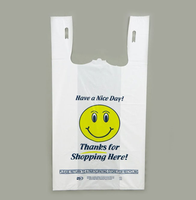 Sacs de courses en plastique jetables personnalisés en HDPE LDPE, sacs de transport en plastique avec logo imprimé « Merci » pour les magasins de détail