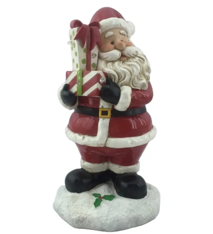 Wholesale Resin Christmas Decoration Figurine Santa Claus Holding Gifts