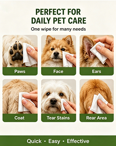 Toallitas Húmedas para Mascotas de Fibra de Bambú 100% Hipoalergénicas OEM ODM, Toallitas Ecológicas para Perros y Gatos, Fabricante de Toallitas Desodorantes - Product Image 2