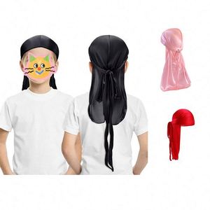 ผ้าโพกศีรษะเด็กแบบซาติน Silky Kids ผ้าดูแร็กไหมพร้อมสายยาว สายรัดกว้าง หมวก 360 Waves สำหรับเด็กผู้ชาย เด็กเล็ก เด็กผู้หญิง ของขวัญโปรโมชั่น - Product Image 1